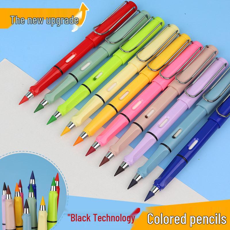 Erasable Posture Correcting Eternal Pencil - 12 Colors, No Sharpening Needed, Durable Lead, Perfect for Kids' Drawing.