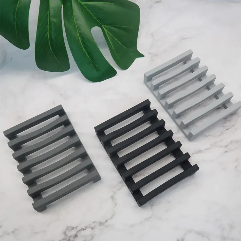 Flexible Silicone Soap Holder Hollow Design Bar Soap Dish Bathtub Kitchen Soap Saver Drainer Sponges Scrubber Display