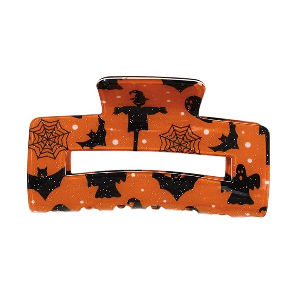 Halloween Dark Elements Imitation Acetate Hairpin T Print Square  Grip Clip