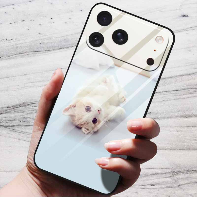 Cute Case For iPhone 17 Pro Plus Capa 17 Pro Max Bumper Luxury Tempered Glass Hard Back Cover iPhone17 Air Funda Animal Patterns