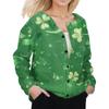 Women's Stylish St. Patrick Print Long Sleeve  Fleece Cardigan Button Jacket