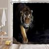 Tiger Shower Curtain Cool Powerful Animals Big Cat Wild Animal Asian Bathroom Decor Curtain with Hooks,Black Brown