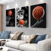 3-piece Set of Modern Basketball Themed Frameless Canvas Decoration Hanging Paintings for Living Room, Bedroom, Study, Sports Fa