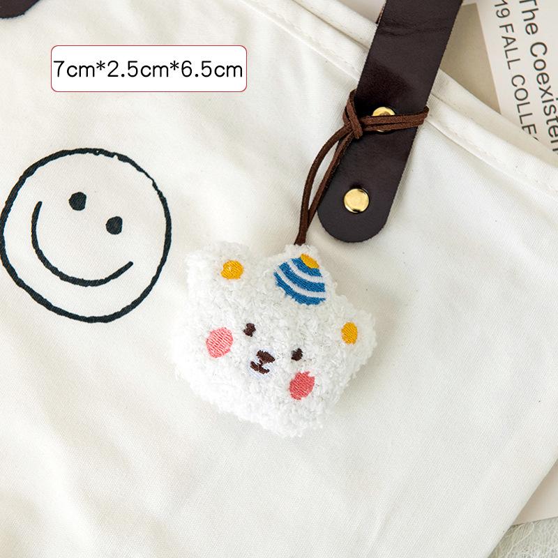 Korean Cute Bear Head Doll Keyring & Name Tag Pendant for Kids' Backpacks