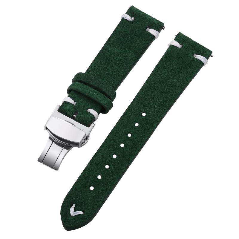 18mm 20mm 22mm Band High Quality Suede Cowhide Strap for Seiko Watchband Butterfly Buckle Wristband Vintage Bracelet Accessories