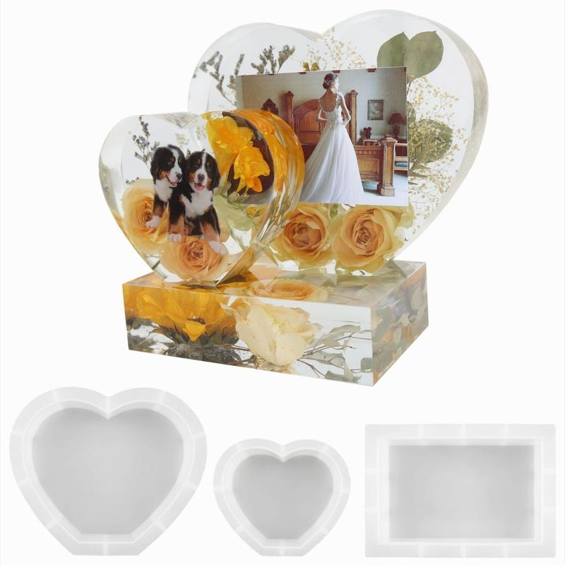 Valentine's Day Photo Frame Resin Molds Rectangle Picture Frame Silicone Mold Heart Shape Epoxy Mold Handicraft Making