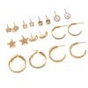 Gold Crown Star Moon Ear Studs Jewelry For Women With Floral Design