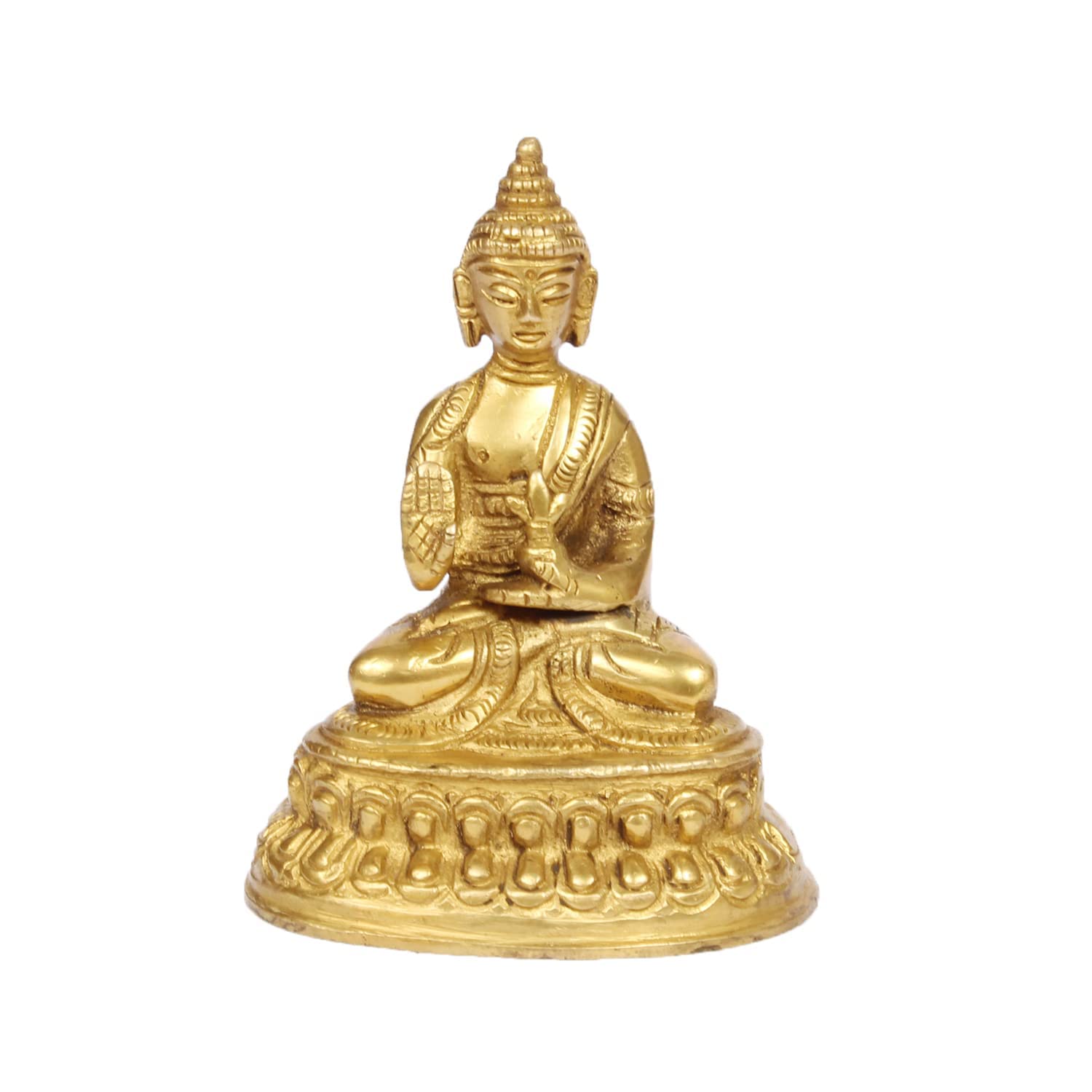 100%Pure Brass Blessing Gautam Buddha For Living Room Decor In Gold - 4 Inch