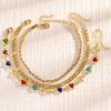 3pcs Set Simple Gold Color Evil Eye Anklets Set for Women Colorful Heart-crystal Chain Multi Layer Anklet Bohemian Beach Jewelry