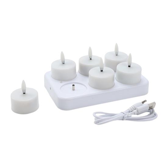 4/6/12 Holes Flameless Tea Light Candles Rechargeable Flickering LED Candles LED Votive Candle Battery Operated Electric Candles