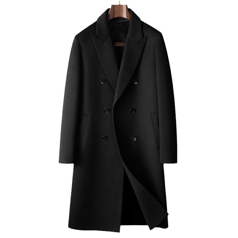 Мужское пальто осенне-зимнее двубортное шерстяное двухстороннее шерстяное длинное — фото 6