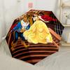 Stained Glass Beauty And The Beast Portable Automatic Umbrella Compact & Durable 8-Rib Design Compact Design Travel Essential Elegant Women's Umbrella