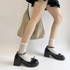 Fashion Women Shoes 2025 Spring Pumps Mary Jane Black Heels Chunky Sandals Latest Lolita Block Bow Retro Leather New Butterfly-knot