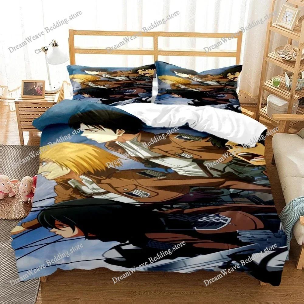 Attack On Titan Luxury Bedding Set Japan Anime Cartoon Duvet Cover Set Comforter Bedspread Twin Single Size Printed Home Textile