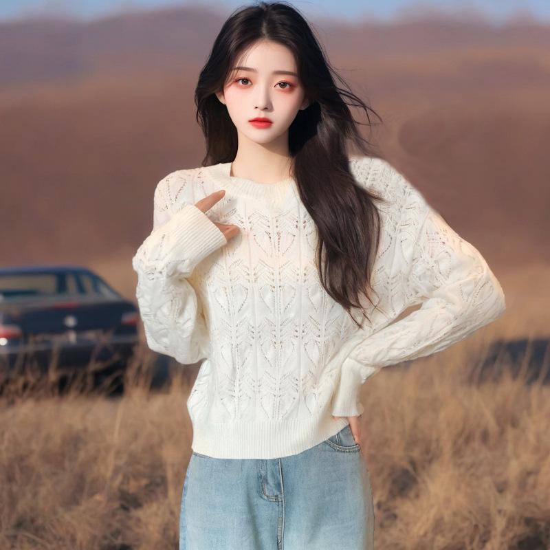2025 Autumn Korean Chic Loose Round Neck Knit Sweater for Women