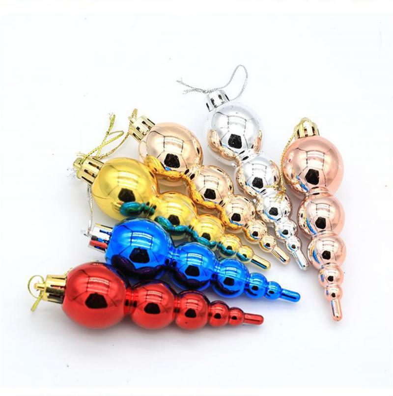 6pcs/box Christmas Tree Pendant Red Star Candy Snowflake Xmas Ball Ornament New Year 2025 Home Decoration Noel Gift Navidad 2024