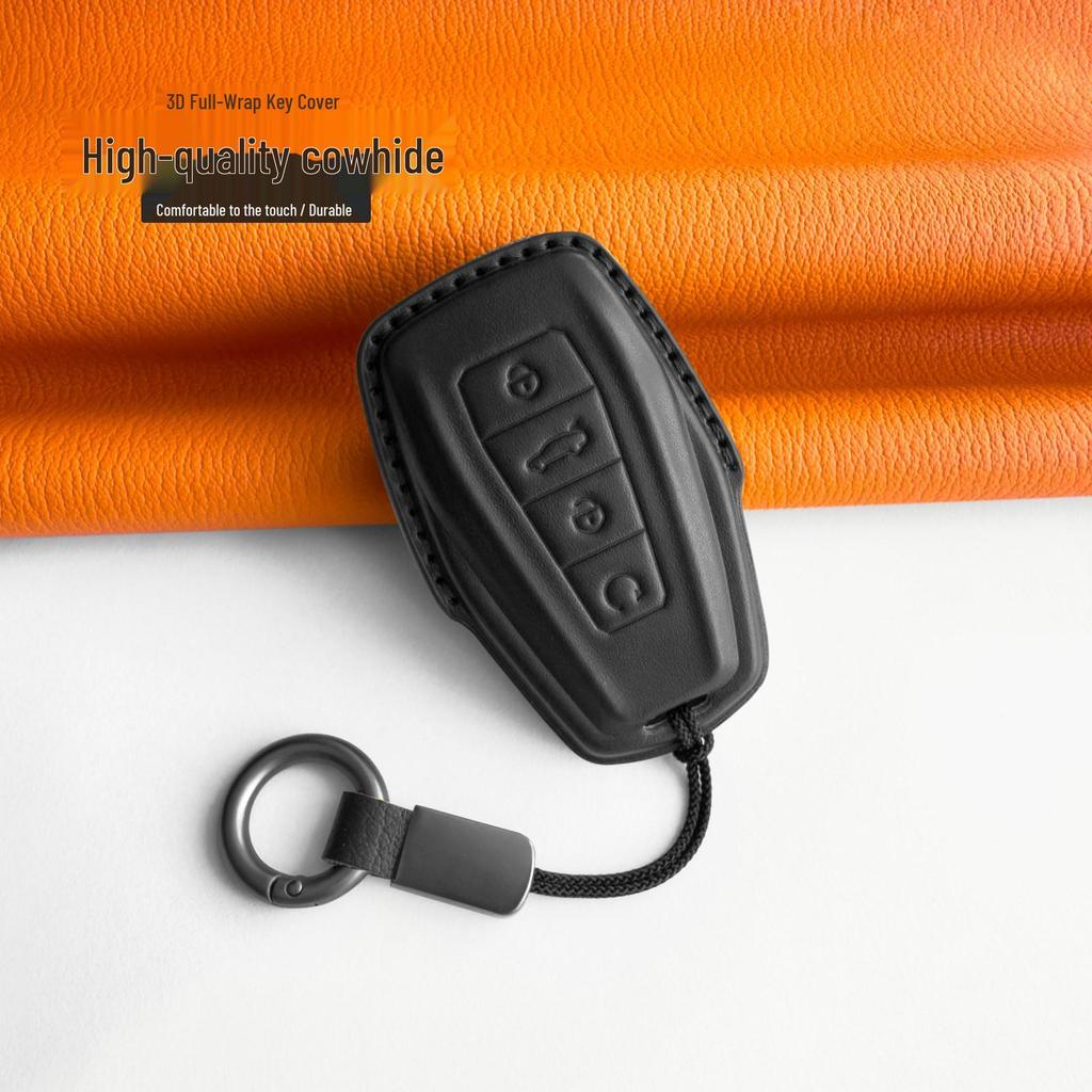 Geely Key Case Genuine Leather for 2026 Models: Xingyue L, Denim ICON, New Boyue L - Car Shell with Buckle Chain