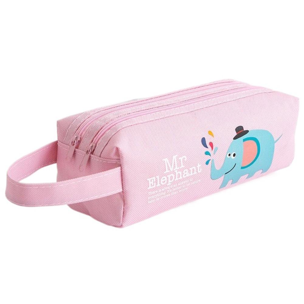 

New Large Capacity Pen Bag Double-layer Multifunctional Pencil Bag Portable Cartoon Pen Case Student Supplies рожевий