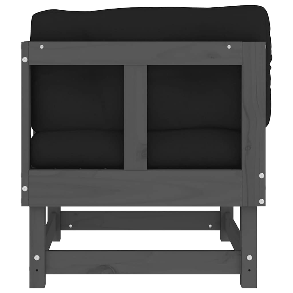 Corner Sofa Set with Cushions 2 pcs Grey Solid Pine Wood