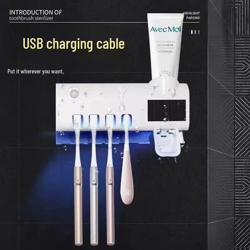 Smart UV Toothbrush Sterilizer & Dispenser with Storage Rack