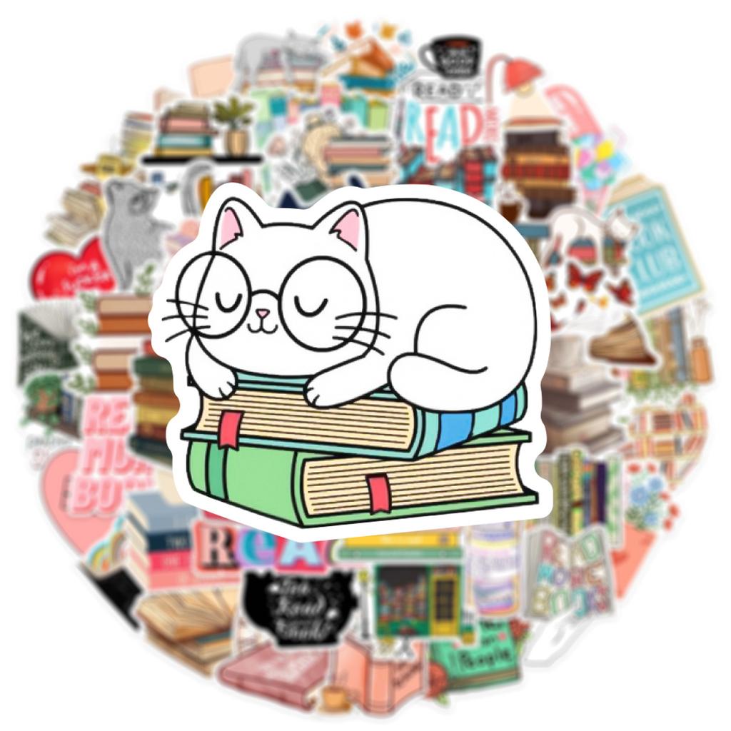50PCS Diary Book Reading Stickers Aesthetic DIY Scrapbook Notebook Phone Laptop Guitar Luggage Graffiti Sticker Toy