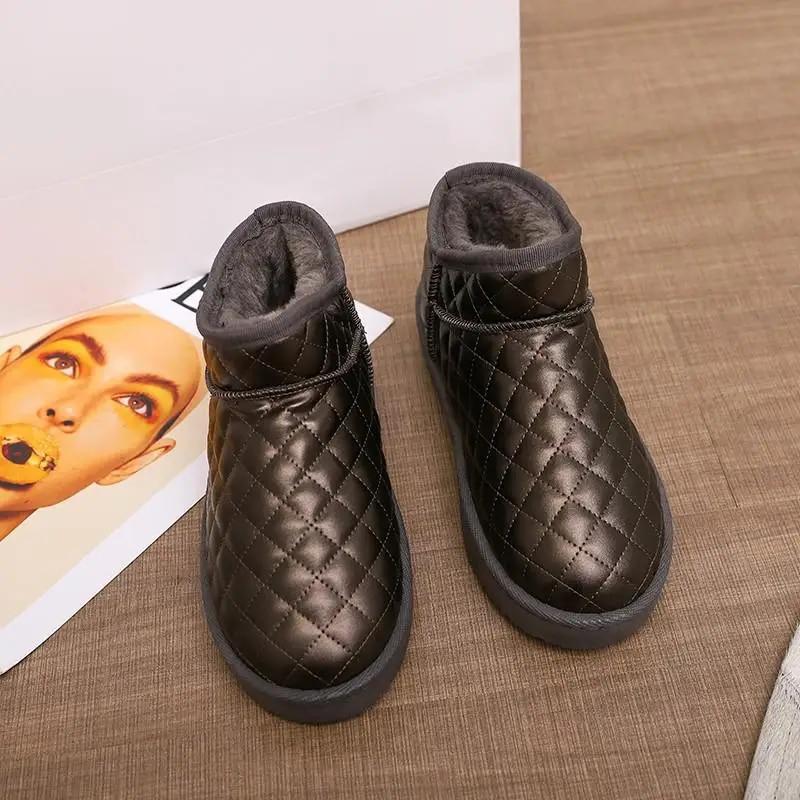 Women Snow Boots Winter Warm Plush Boots Women Waterproof Slip-on Women Shoes Flat Casual Winter Shoes Ankle Boots For Women