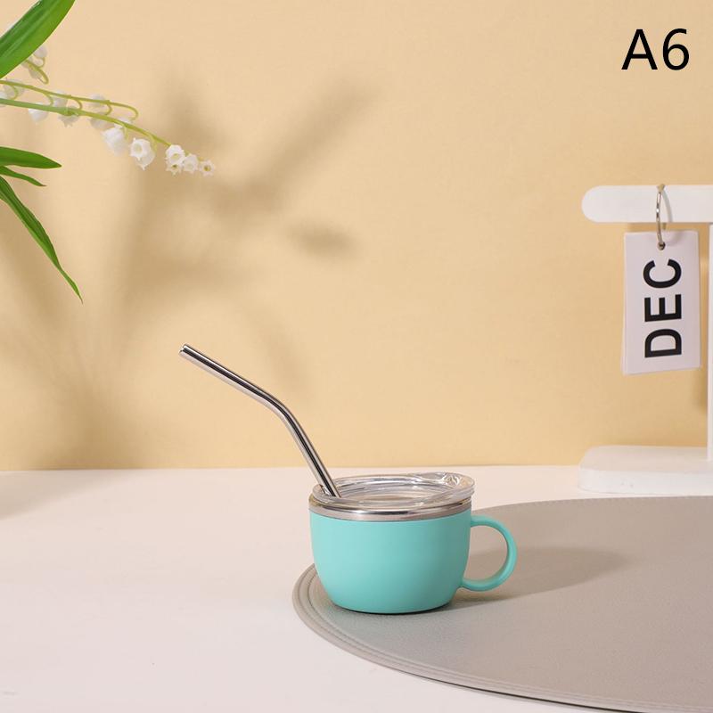 Sturzfeste 3oz Isolierte Kaffeetasse aus Edelstahl mit Henkel Mini-Tasse mit Deckel und Strohhalm Ideal für Camping und Essen