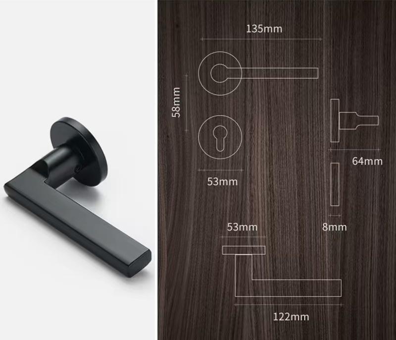 Modern Heavy Duty Privacy Round Lever Door Handle Aluminum Alloy for Bedroom Wooden Doors Apartment Use
