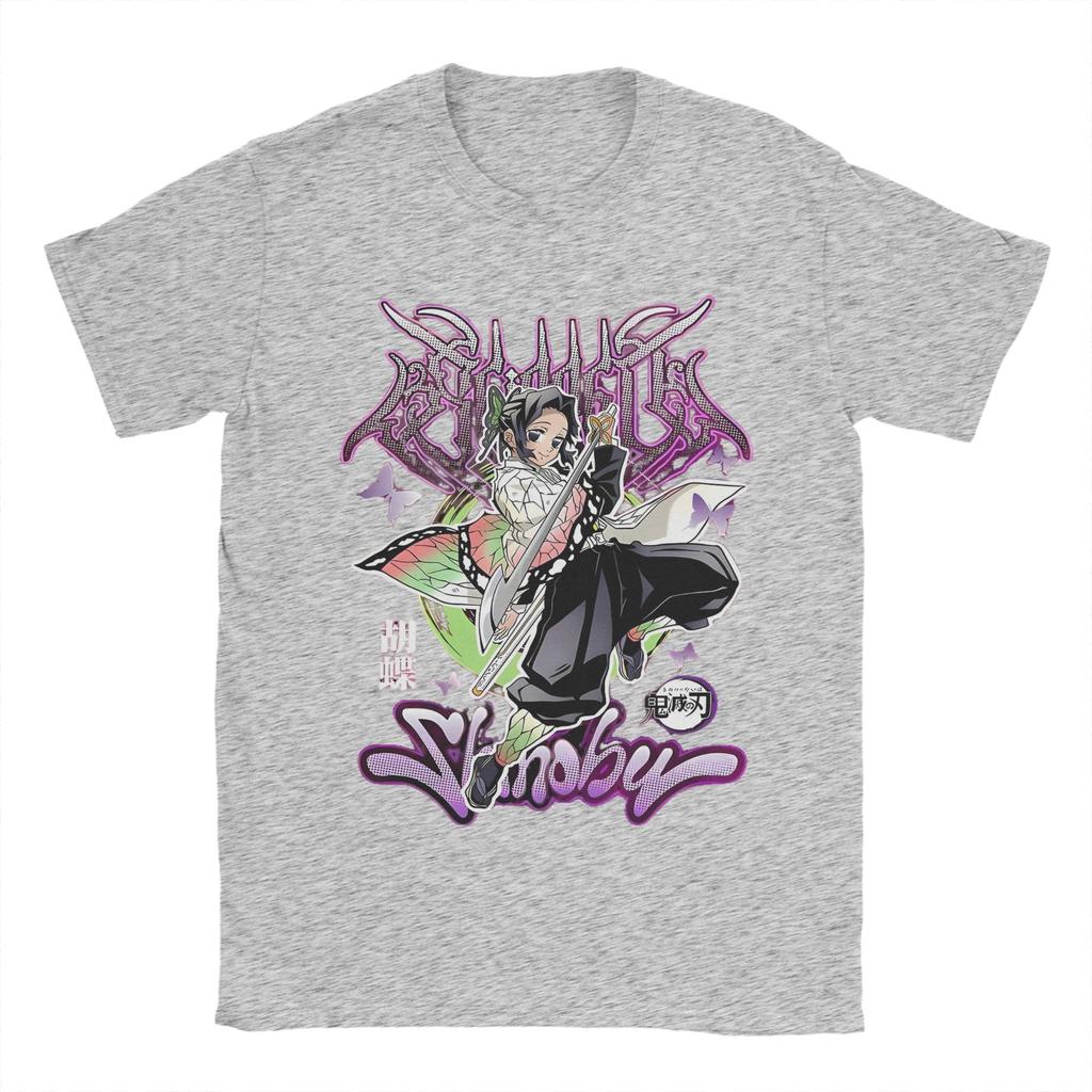 Men T-Shirt Shinobu Kocho Demon Slayer Funny 100% Cotton Tees Short Sleeve T Shirts Round Collar Clothing Gift Idea