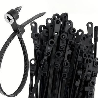 100pcs Creative Nylon Cable Ties with Screw Mounting Holes, Self-Locking Loop Strapping, DIY Office Cable Harness Organizer
