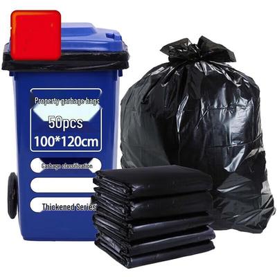 Zebian Extra Große Dicke Schwarze Flachpack Müllsäcke, 100x120cm, 50 Stück