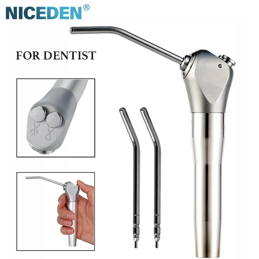 Manual Dental Air Water Spray Triple 3 Way Syringe Handpiece with 2 Nozzles Tips Tubes for Dental Cleaning