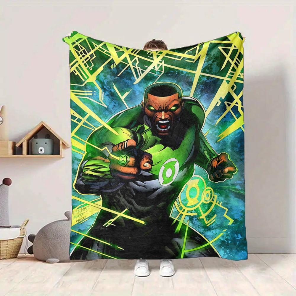 1pc Green Lantern Blanket Polyester Fiber, All Season Comfort for Sofa, Bed, Office, Car, Camping Ideal Home Decor & Gift, Office Comfort