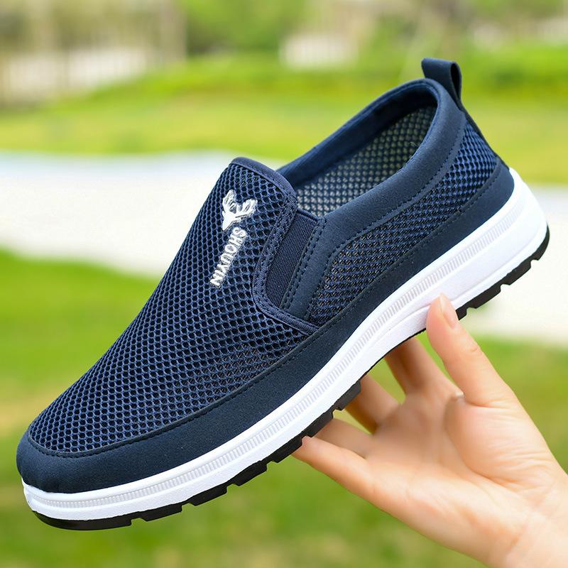 Sommer 2025 neue alte Peking Stoffschuhe Herrenschuhe lässig und bequem Ein-Pedal Laufschuhe hohl atmungsaktiv Freizeitschuhe