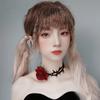 Retro Rose Clavicle Chain Necklace Thorny Rose Collar Ornament Sext Velvet-Belt Choker Gothic Collar Choker Necklace