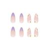 Artificial Nails Wear Manicure Taro Purple Colorful Flower Drop Shape Long and White Manicure