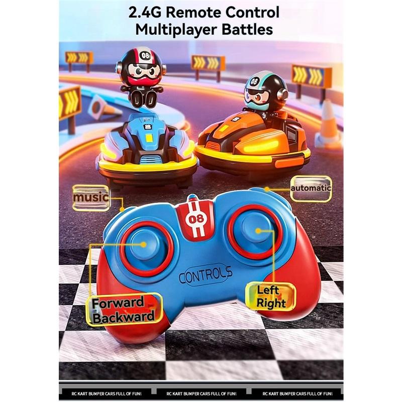 RC Battle Bumper Car Toy for Toddler Boy Girl Catapult Robot Karting Toy with Music Light RC Battle Game for Kids Family Battles
