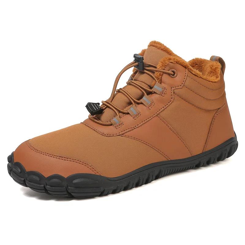 Fashion Men Snow Boots Waterproof Winter Shoes Barefoot Ankle Boots Couple Snow Shoes Outdoor Hiking Shoes Fur Warm Plush Boots 36-47
