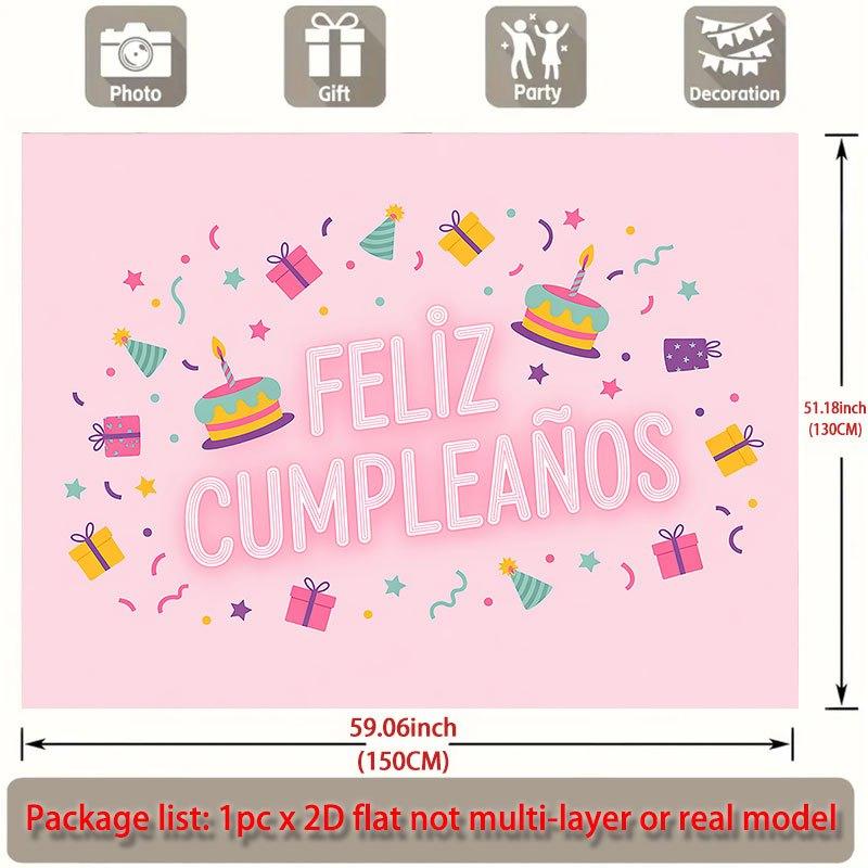 Party Backdrop Flat Feliz Cumpleaos Events Wedding Coming Ceremony Four Season Event Photo Background Front Door Decor Theme Theme Theme