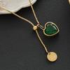 A Love Stainless Steel Necklace, Women'S Y-Shaped Pendant Necklace, Clavicle Chain Can Be Adjusted, Suitable for Daily, Party Wear