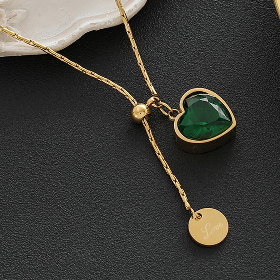 A Love Stainless Steel Necklace, Women'S Y-Shaped Pendant Necklace, Clavicle Chain Can Be Adjusted, Suitable for Daily, Party Wear