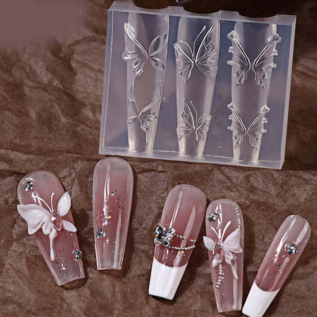 Multipurpose Nail Art Silicone Mould for 3D Designs Butterfly Flower Moon Patterns Portable for Acrylic Craft Supplies
