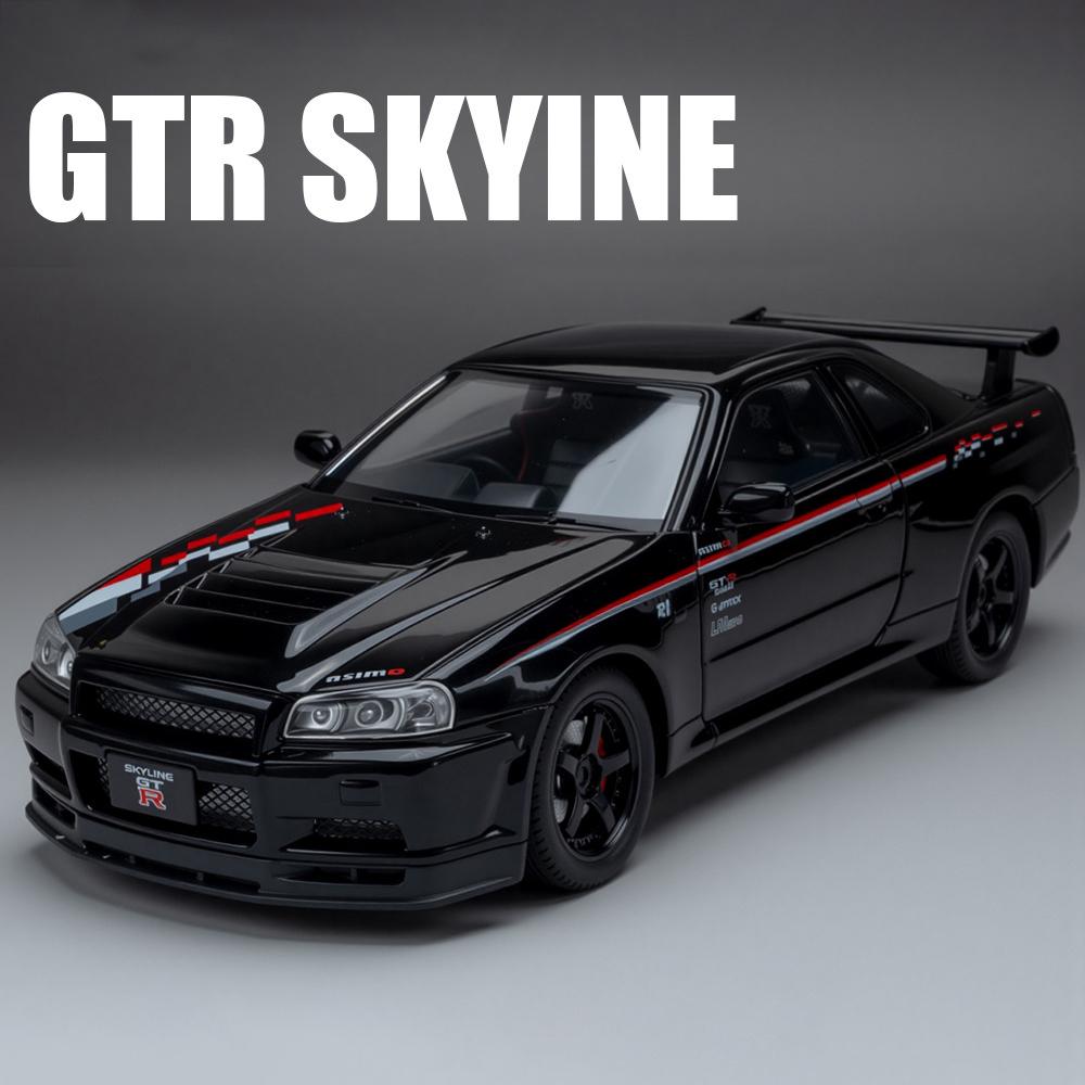 

1:24 GTR R34 Skylin Alloy Car Model Sound and Light Pull Back Children s Toy Collectibles Birthday gift
