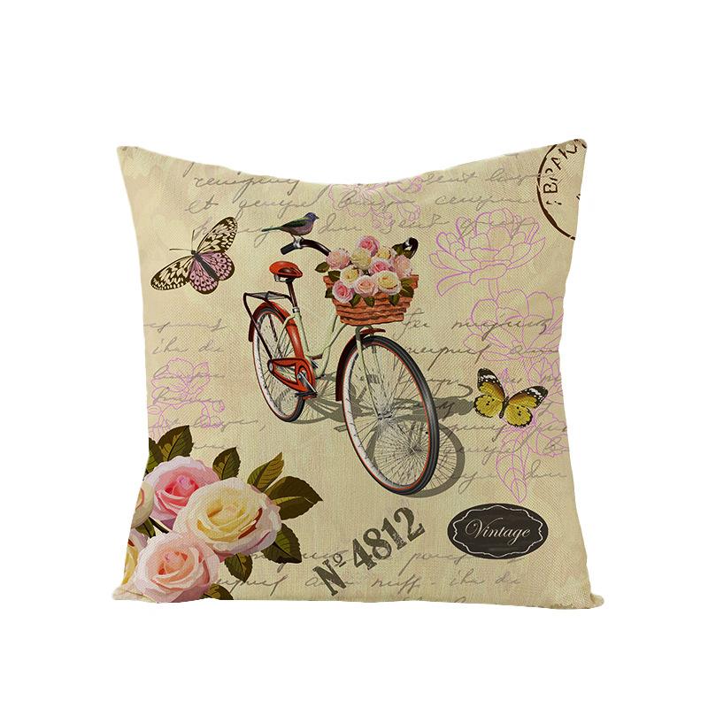 Polyester Pillowcase Nordic Retro Flower and Bird Letter Office Cushion Car Sofa Pillowcase Home