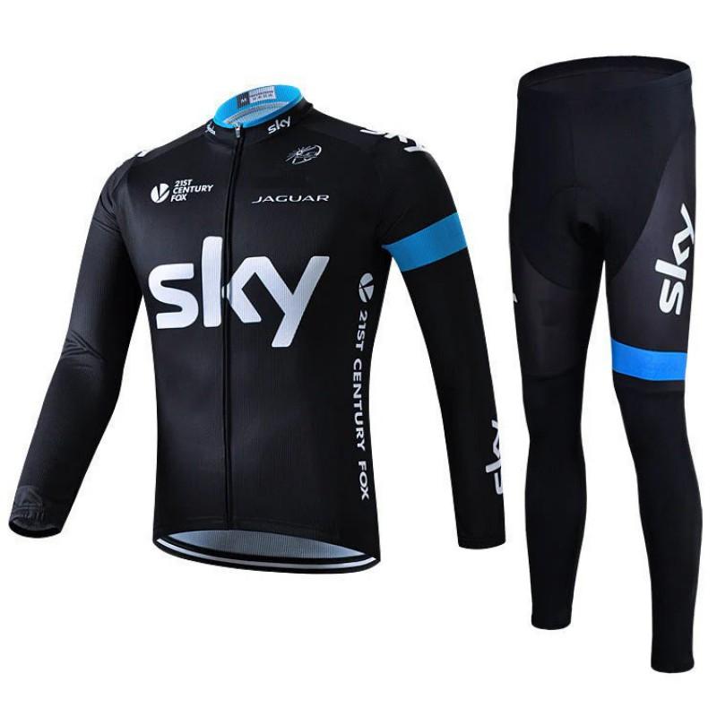 Unisex Long Sleeve Fleece-Lined Cycling Jersey Mountain Road Bikes Wear
