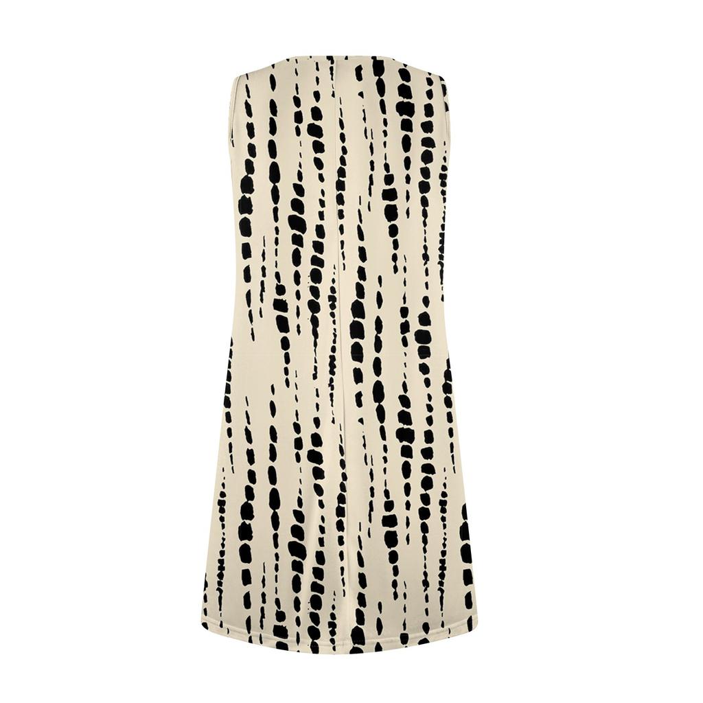 Vestiti estivi da donna, larghi, con scollo a U, senza maniche, prendisole con tasche