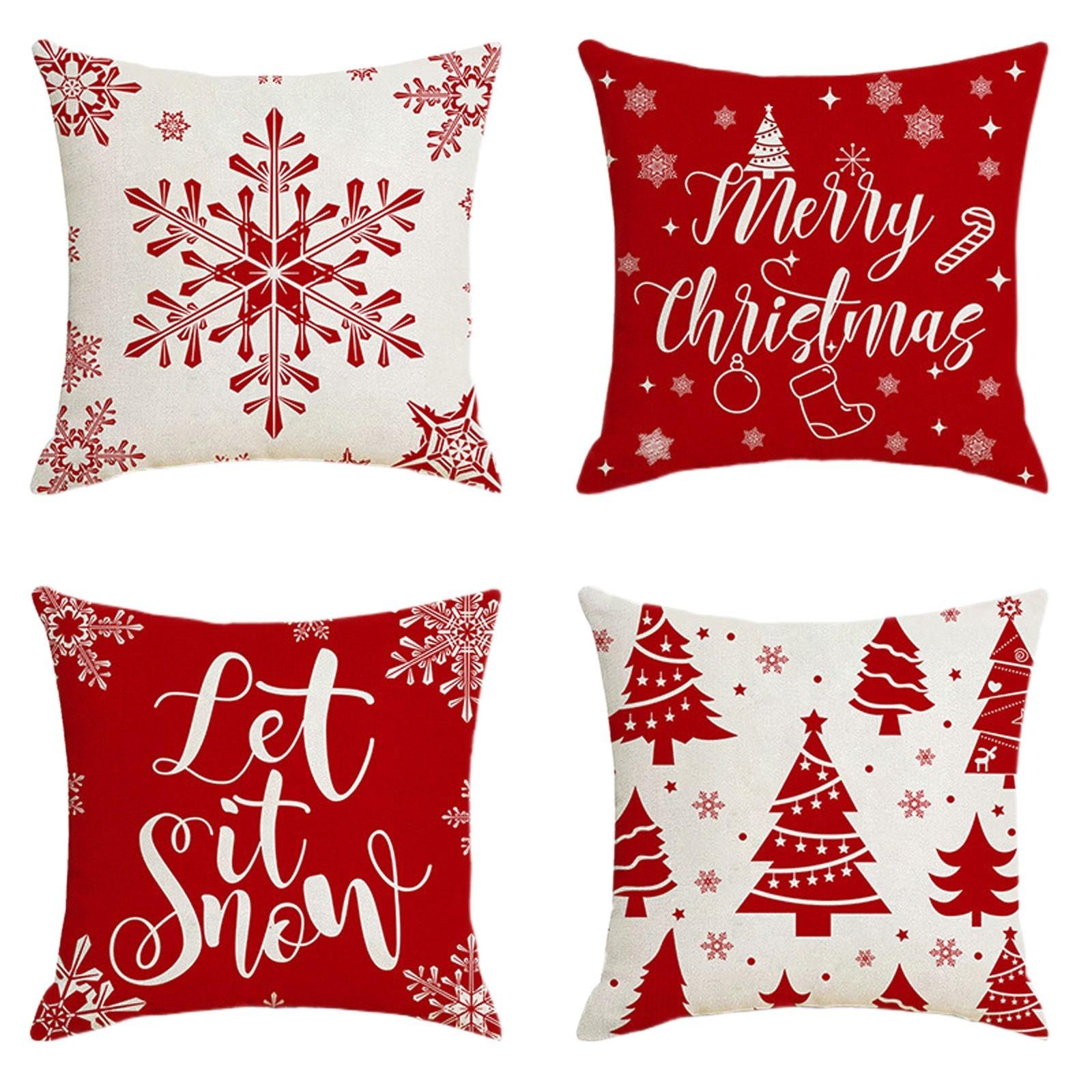 

Рождественская наволочка, эластичная наволочка, нескользящая ткань, наволочка для дивана, украшение для дома 45x45 см, 4 шт. белый