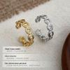 Cui Yan S925 Sterling Silver Korean Style Adjustable Round Ring - Women's Trendy Simple Fashion for Index Finger.