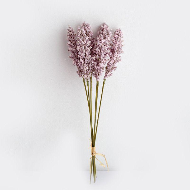 Perfect Decorative 6pcs Artificial Vanilla Spike Flowers With Fake Cereals