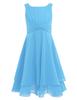 Abito da ragazza di fiori con volant in chiffon annodato in vita per ragazze. Spettacolo principessa, matrimonio, damigella d'onore, compleanno